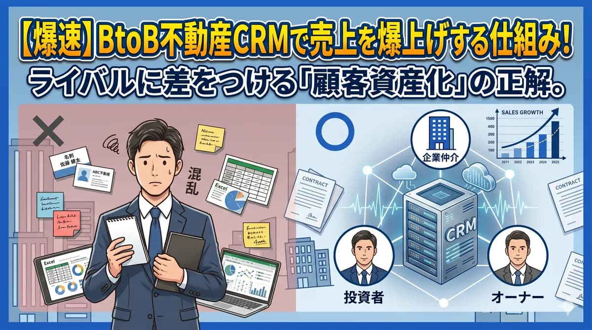 BtoB 不動産仲介の顧客資産化とは?法人・投資家・オーナー情報を売上につなげる仕組み【2026 年版】