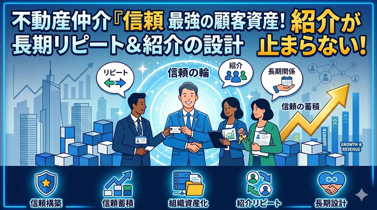 不動産仲介の信頼構築・顧客資産化ガイド|信頼の蓄積から紹介・長期リピートへの設計図