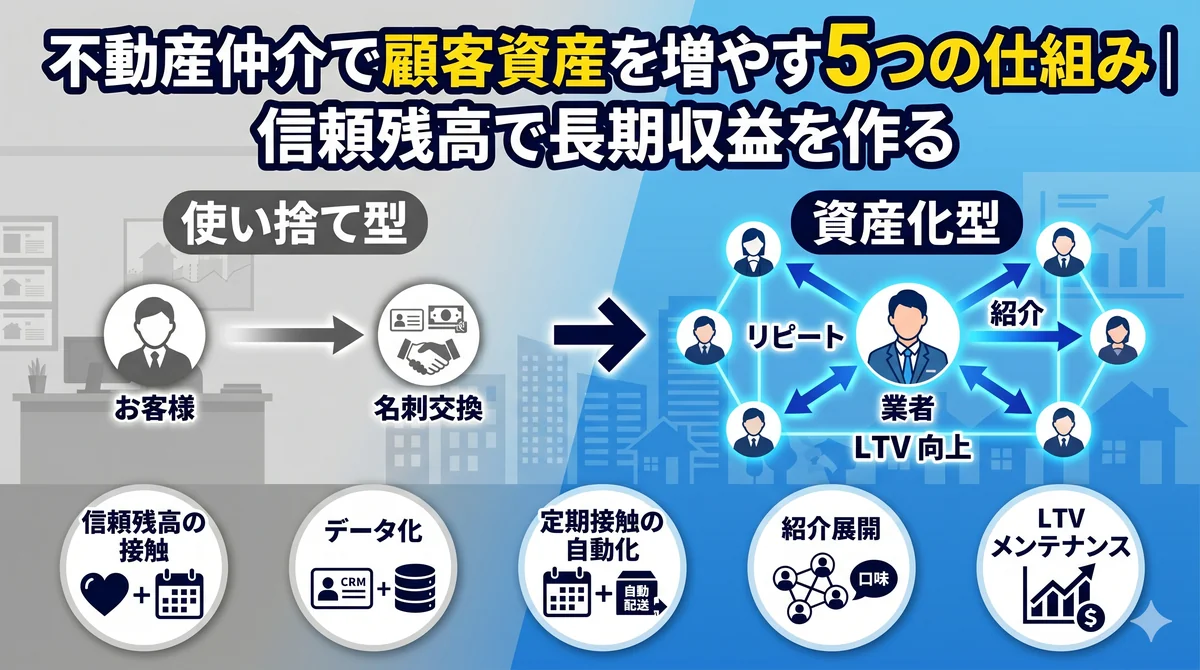不動産仲介で顧客資産を増やす5つの仕組み|信頼残高で長期収益を作る