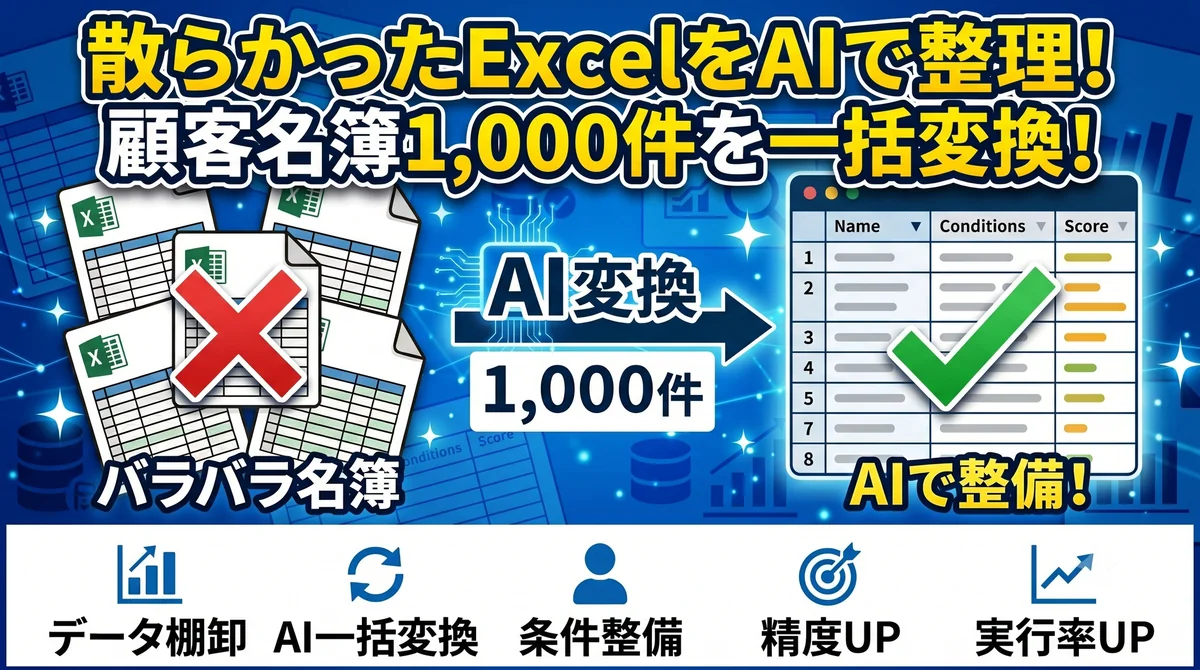 不動産仲介のバラバラ顧客名簿をAIで整備する方法|Excelデータ1000件一括変換の5ステップ