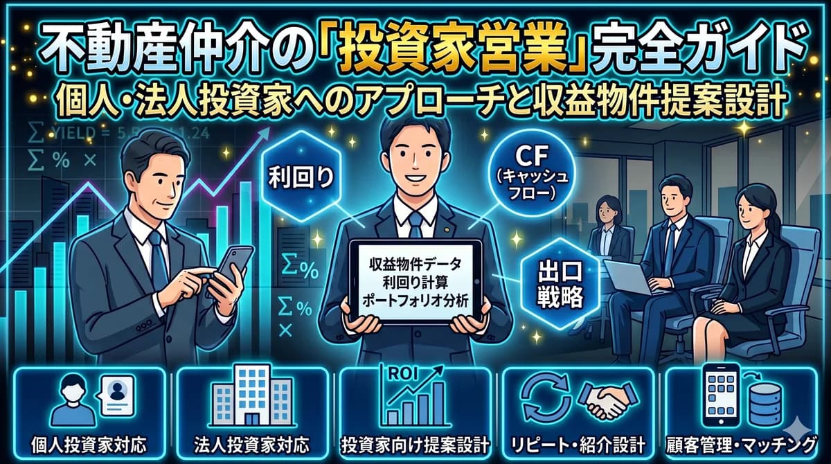不動産仲介の投資家営業完全ガイド|個人・法人投資家へのアプローチと収益物件提案設計
