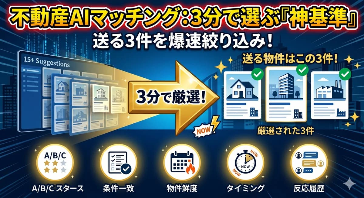 不動産AIマッチング結果から送る3件を3分で選ぶ5つの判断基準