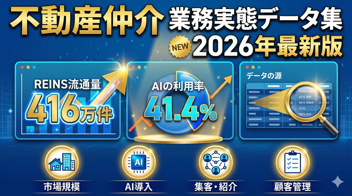 個人・小規模不動産仲介の業務実態データ集2026|市場規模・AI導入率・集客・人材の主要統計を出典付きで総まとめ