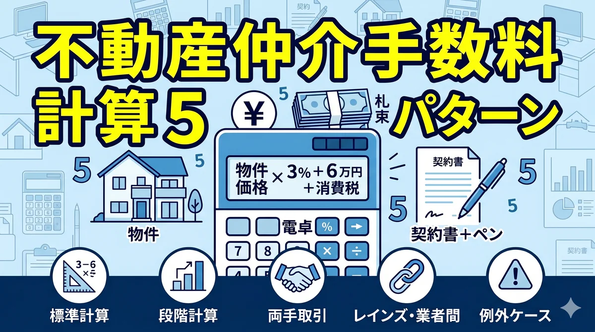 不動産仲介手数料の計算 5 パターン アイキャッチ画像