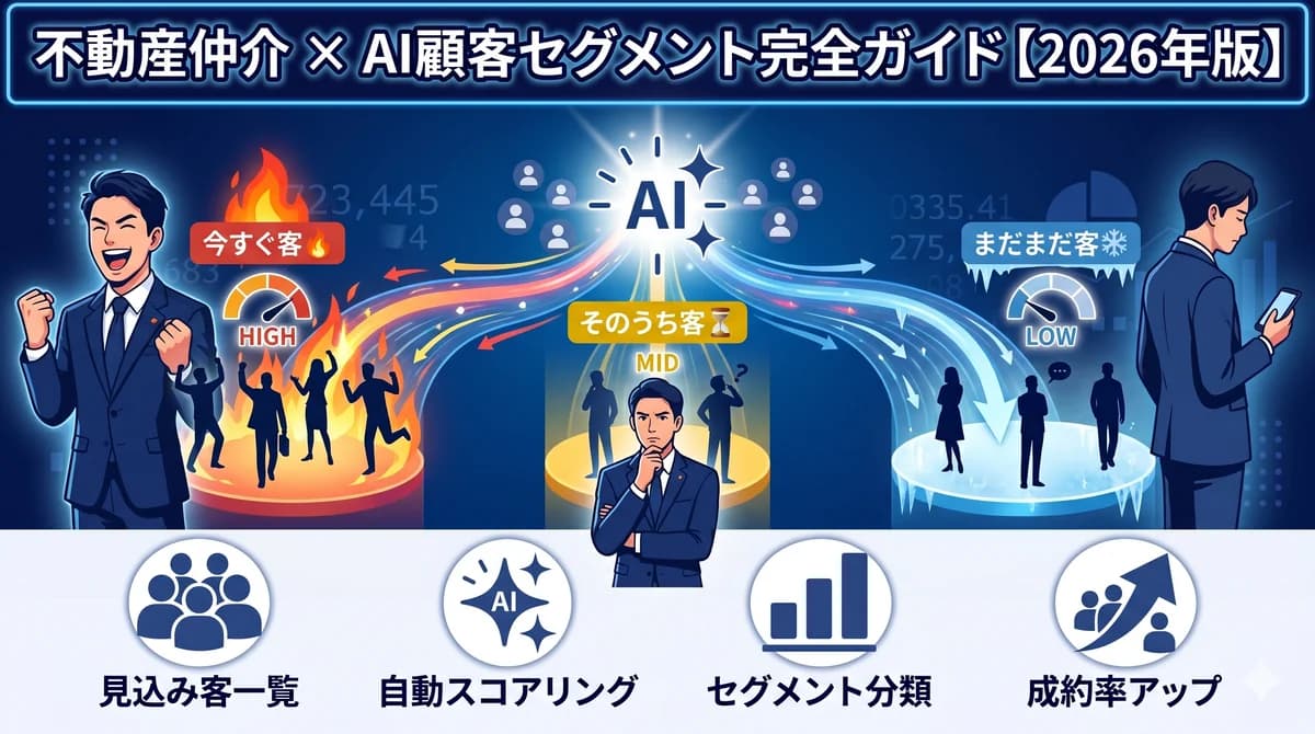 不動産仲介 × AI顧客セグメント完全ガイド【2026年版】— AIが見込み客を今すぐ客・そのうち客・まだまだ客の3グループに自動分類する
