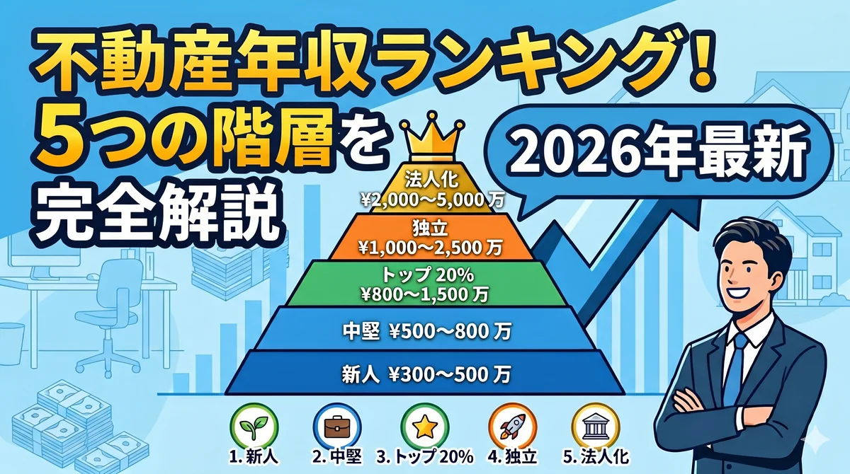 不動産業界の年収ランキング 5 階層 アイキャッチ画像