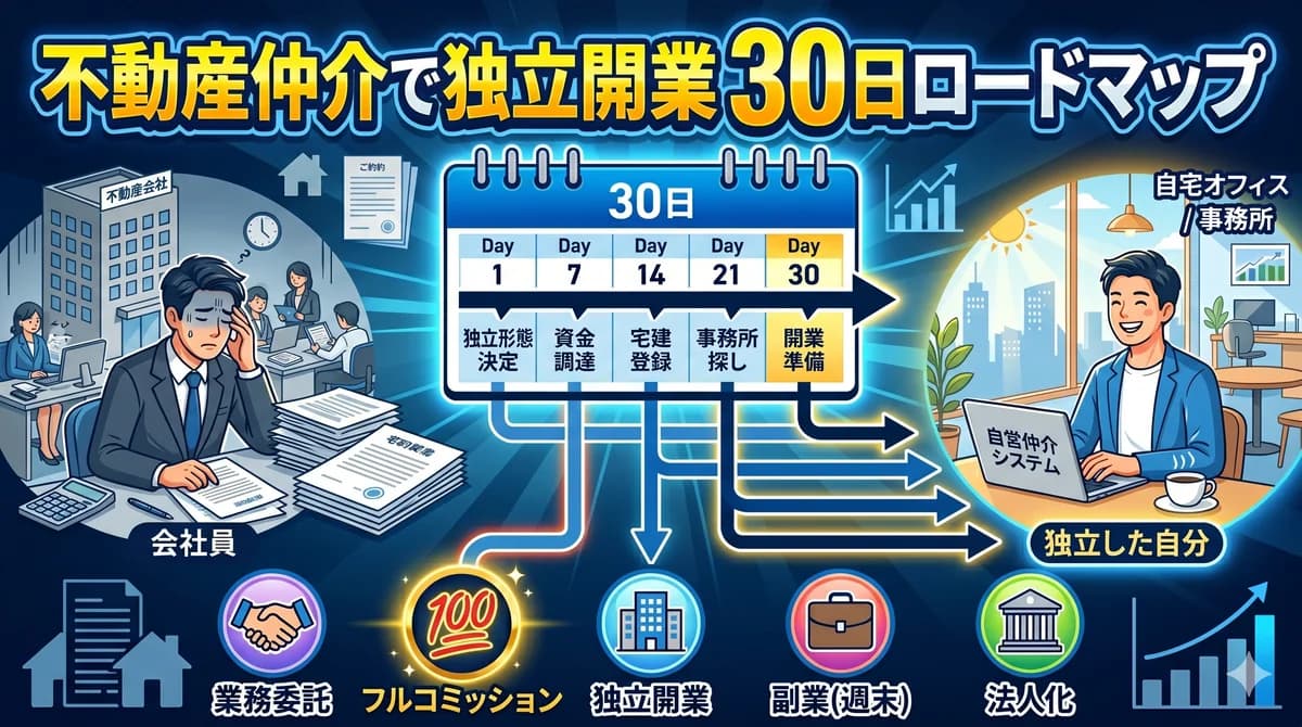 不動産仲介で独立開業する 30 日ロードマップ アイキャッチ画像