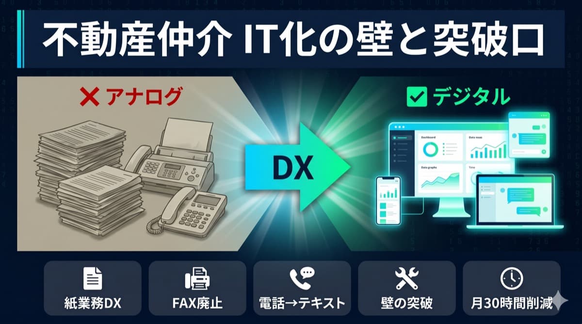 不動産仲介のIT化が進まない5つの壁と突破口|紙・FAX・電話依存から脱却する実践ガイド