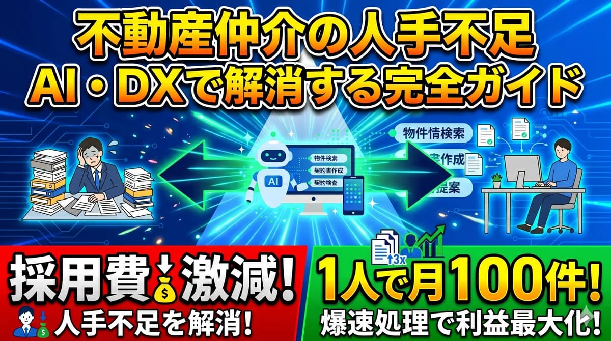 不動産仲介の人手不足をAI・DXで解消する完全ガイド|採用コスト削減・少人数自動化設計