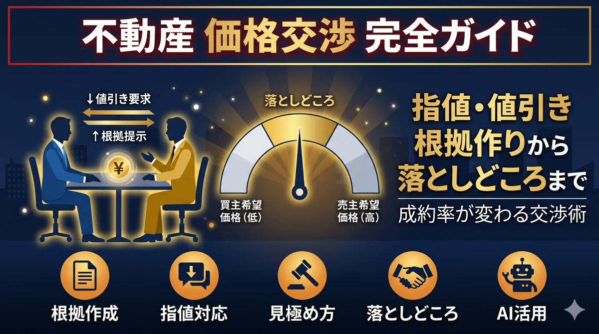 不動産価格交渉完全ガイド 指値・値引き根拠作りから落としどころまで アイキャッチ