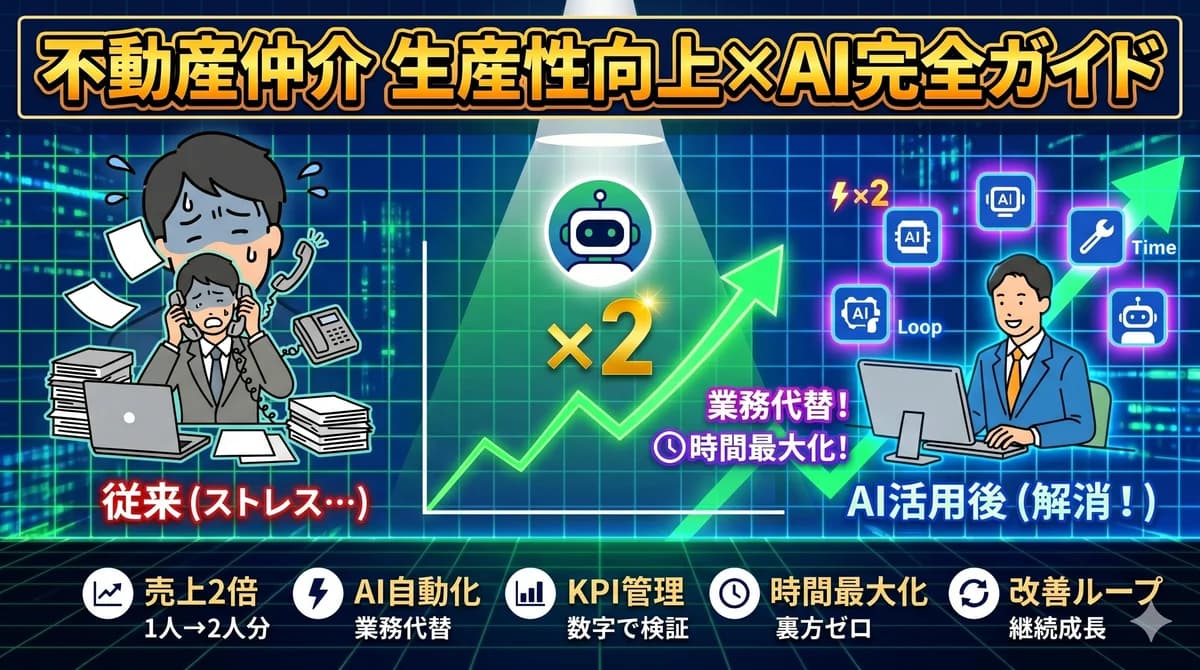 不動産仲介の生産性向上 × AI完全ガイド|1人あたり売上を2倍にする6ステップ設計