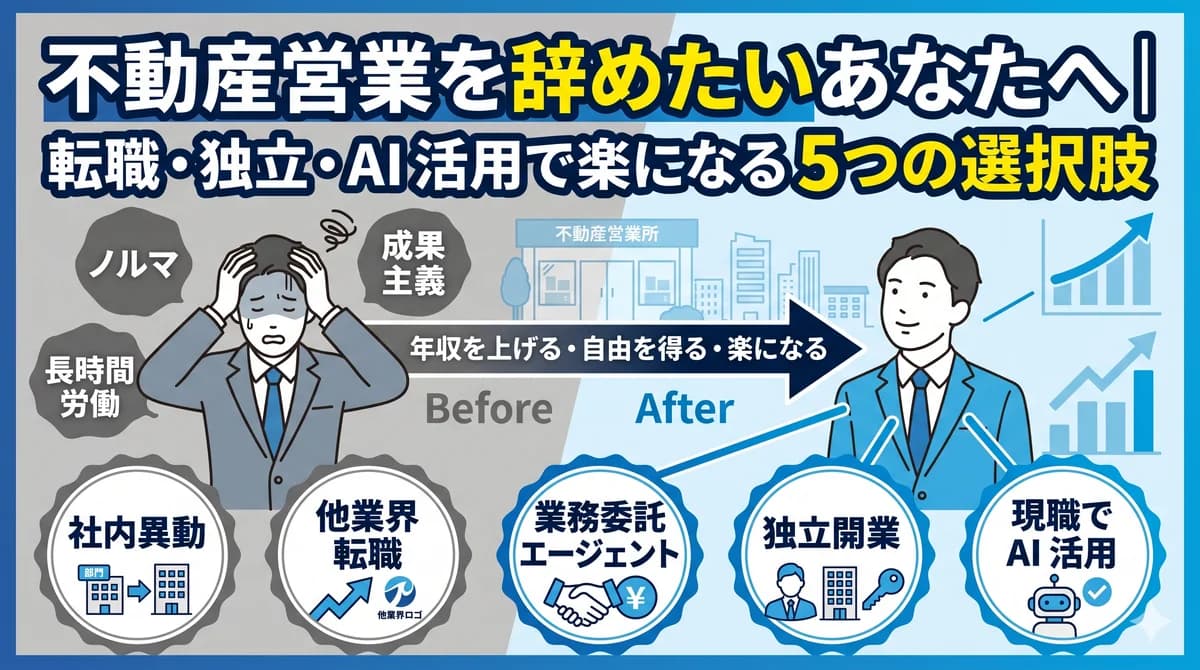不動産営業を辞めたいあなたへ|転職・独立・AI 活用で楽になる 5 つの選択肢