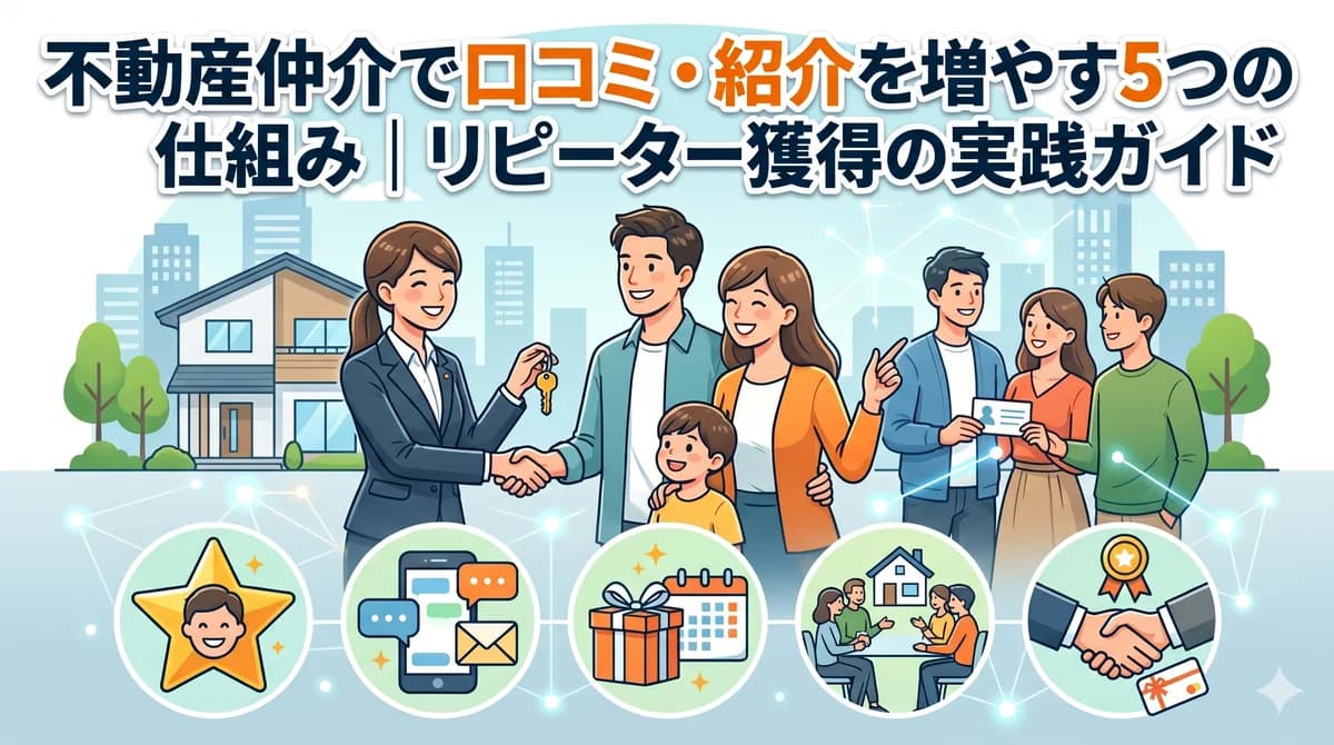 不動産仲介で法人・投資家からリピート・紹介を増やす 5 つの仕組み|休眠顧客掘り起こしと紹介ネットワーク構築
