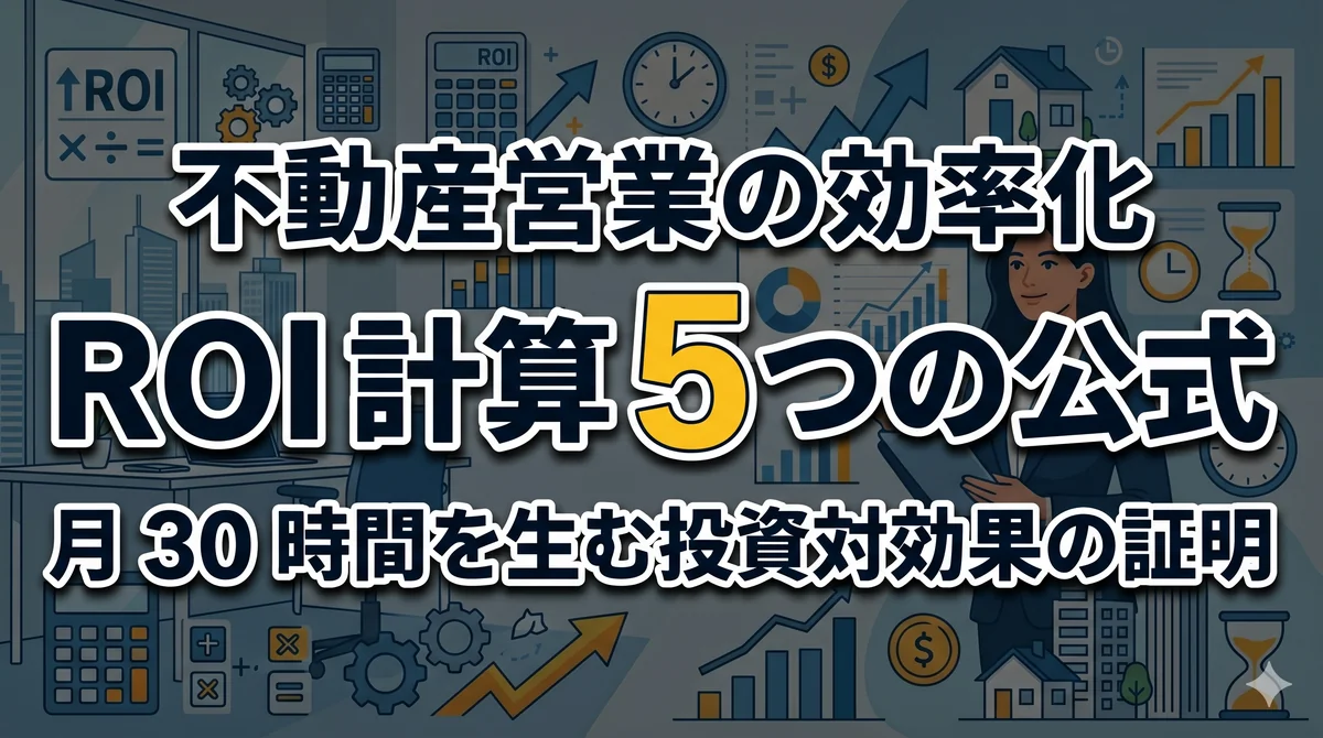 不動産営業の効率化 ROI 計算 5 つの公式|月 30 時間を生む投資対効果の証明