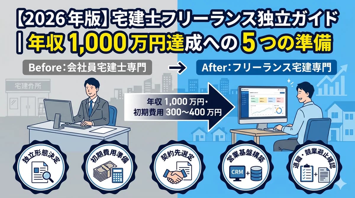【2026 年版】宅建士フリーランス独立ガイド|年収 1,000 万円達成への 5 つの準備
